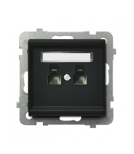 SONATA GPT-2RR/m/33 Gniazdo telefoniczne podwójne równoległe, CZARNY METALIK