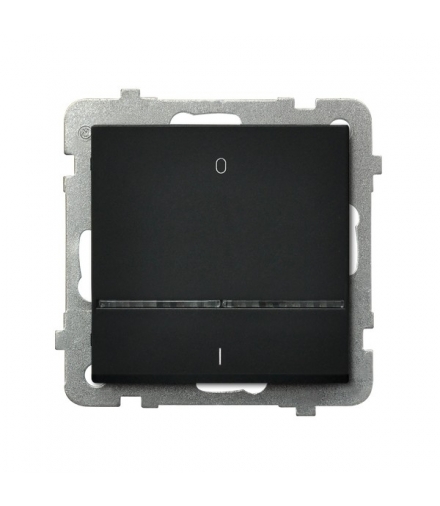 SONATA ŁP-11RS/m/33 Łącznik dwubiegunowy z podświetleniem niebieskim, CZARNY METALIK