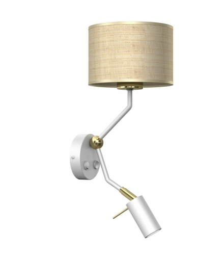 Kinkiet MARSHALL WHITE / RATTAN 1xE27 + 1x mini GU10 Milagro MLP7483