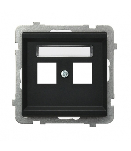 SONATA GPK-2R/p/33 Obudowa gniazda podwójnego typu Keyston prosta, CZARNY METALIK