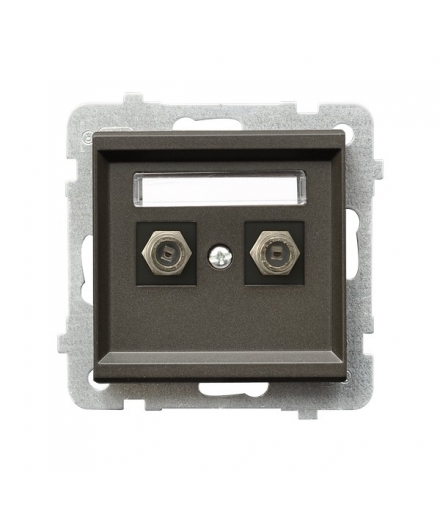 SONATA GPA-2RF/m/40 Gniazdo antenowe typu F podwójne , CZEKOLADOWY METAL