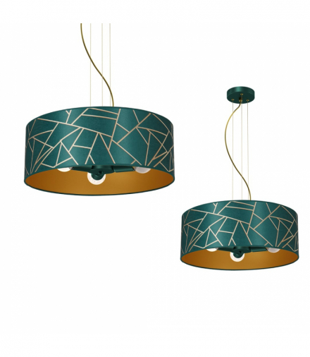 Lampa wisząca ZIGGY WHITE Gold/Bottle green 3xE27 Milagro MLP7580
