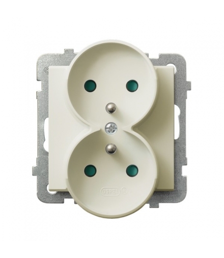 SONATA GP-2RRZP/m/27 Gniazdo podwójne z uziemieniem z przesłonami torów prądowych, ECRU