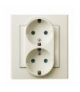 SONATA GP-2RSP/27 Gniazdo podwójne z uziemieniem schuko z przesłonami torów prądowych, ECRU