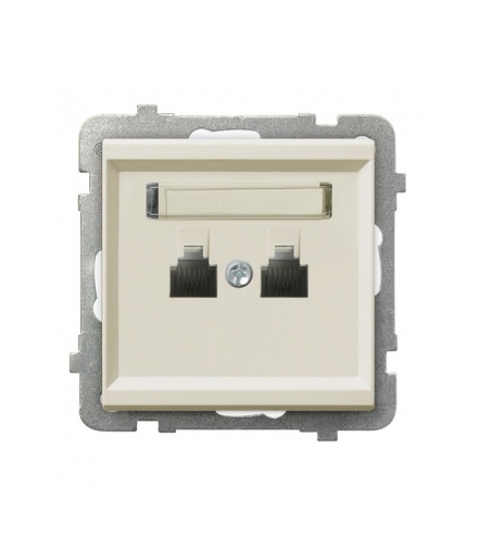 SONATA GPT-2RR/m/27 Gniazdo telefoniczne podwójne równoległe, ECRU