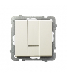 SONATA ŁP-13RS/m/27 Łącznik potrójny z podświetleniem pomarańczowym, ECRU