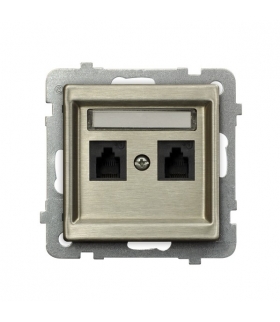 SONATA GPT-2RMN/m/44 Gniazdo telefoniczne podwójne niezależne, NOWE SREBRO