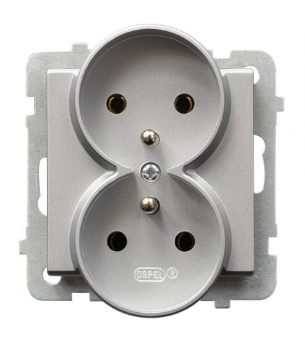 SONATA GP-2RRZ/m/38 Gniazdo podwójne z uziemieniem , SREBRO MAT