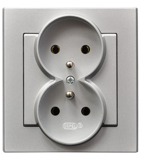 SONATA GP-2RZ/38 Gniazdo podwójne z uziemieniem , SREBRO MAT