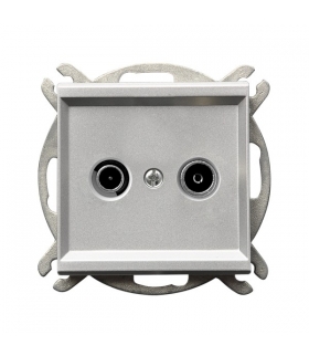 SONATA GPA-14RP/m/38 Gniazdo RTV przelotowe 14-dB , SREBRO MAT