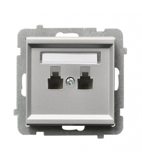 SONATA GPT-2RR/m/38 Gniazdo telefoniczne podwójne równoległe, SREBRO MAT