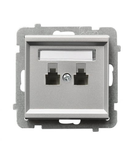 SONATA GPT-2RR/m/38 Gniazdo telefoniczne podwójne równoległe, SREBRO MAT