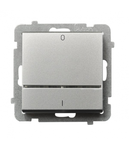 SONATA ŁP-11RS/m/38 Łącznik dwubiegunowy z podświetleniem niebieskim, SREBRO MAT