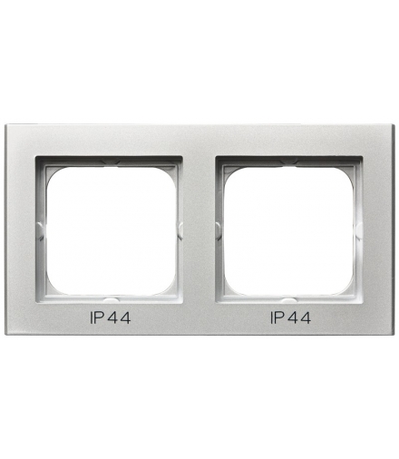 SONATA RH-2R/38 Ramka podwójna do łączników IP-44 , SREBRO MAT
