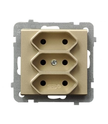 SONATA GP-3RP/m/39 Gniazdo potrójne EURO z przesłonami torów prądowych, SZAMPAŃSKI ZŁOTY