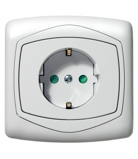 TON GP-1CSP/m/00 Gniazdo pojedyncze z uziemieniem schuko z przesłonami torów prądowych, BIAŁY