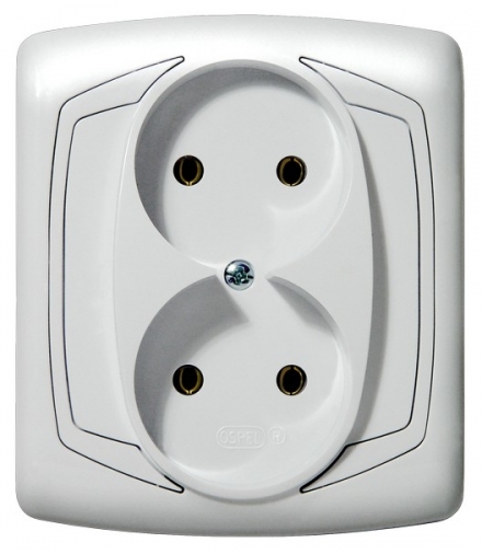 TON GP-2C/00 Gniazdo podwójne , BIAŁY