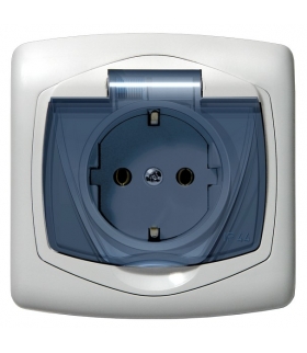 TON GPH-1CS/m/00/d Gniazdo bryzgoszczelne z uziemieniem schuko IP-44 wieczko przezroczyste, BIAŁY
