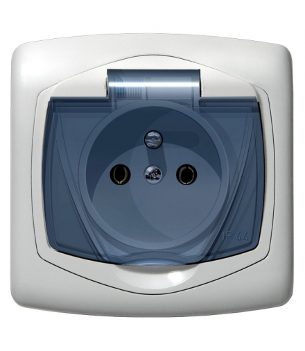 TON GPH-1CZ/00/d Gniazdo bryzgoszczelne z uziemieniem IP-44 wieczko przezroczyste, BIAŁY