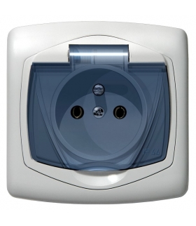 TON GPH-1CZ/m/00/d Gniazdo bryzgoszczelne z uziemieniem IP-44 wieczko przezroczyste, BIAŁY