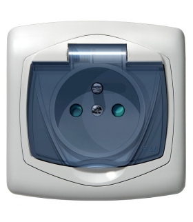 TON GPH-1CZP/00/d Gniazdo bryzgoszczelne z uziemieniem IP-44 z przesłonami torów prądowych wieczko przezroczyste, BIAŁY