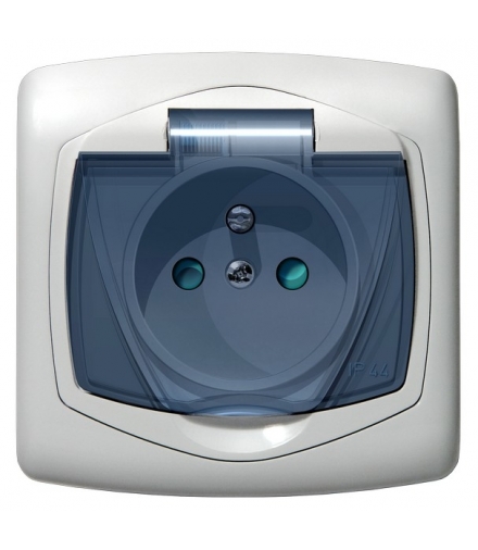 TON GPH-1CZP/00/d Gniazdo bryzgoszczelne z uziemieniem IP-44 z przesłonami torów prądowych wieczko przezroczyste, BIAŁY