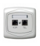 TON GPKT-C/F/m/00 Gniazdo komputerowo-telefoniczne RJ 45 kat. 5e, (8-stykowe) + RJ 11 (4-stykowe), BIAŁY
