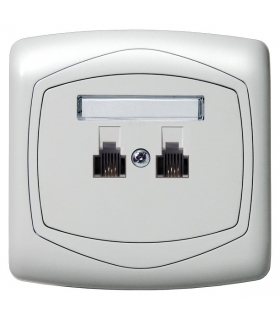 TON GPT-2CR/m/00 Gniazdo telefoniczne podwójne równoległe, BIAŁY