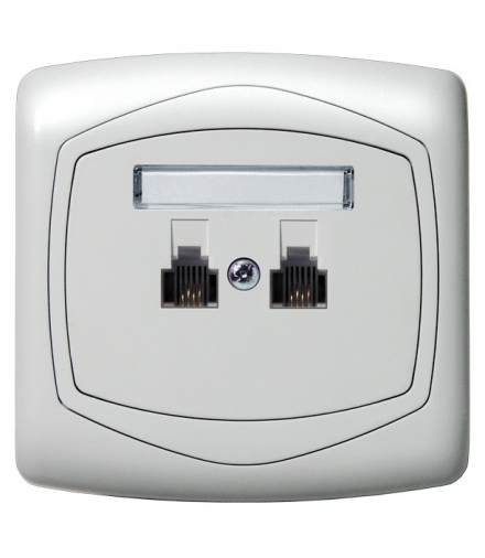 TON GPT-2CR/m/00 Gniazdo telefoniczne podwójne równoległe, BIAŁY