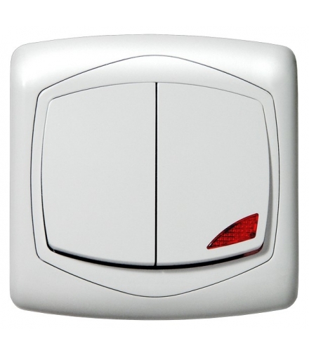 TON ŁP-2CS/m/00 Łącznik podwójny (świecznikowy) z podświetleniem pomarańczowym, BIAŁY