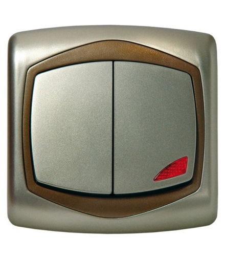 TON ŁP-2CS/16/20 Łącznik podwójny (świecznikowy) z podświetleniem niebieskim, SATYNA/ZŁOTO