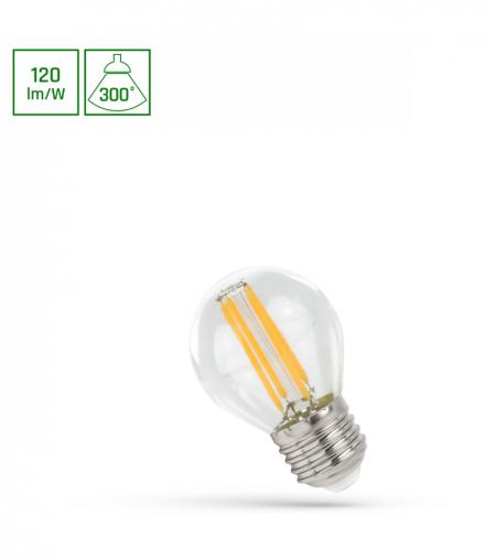 ŻARÓWKA LED KULKA E27 230V 5,5W COG WW CLEAR SPECTRUM Spectrum WOJ+14396_5.5W