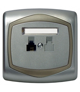 TON GPT-1C/18/16 Gniazdo telefoniczne pojedyncze , SREBRO/SATYNA