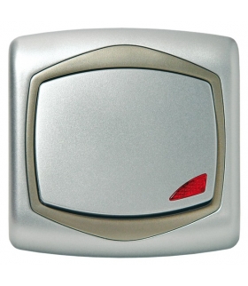 TON ŁP-4CS/18/16 Łącznik krzyżowy z podświetleniem pomarańczowym, SREBRO/SATYNA