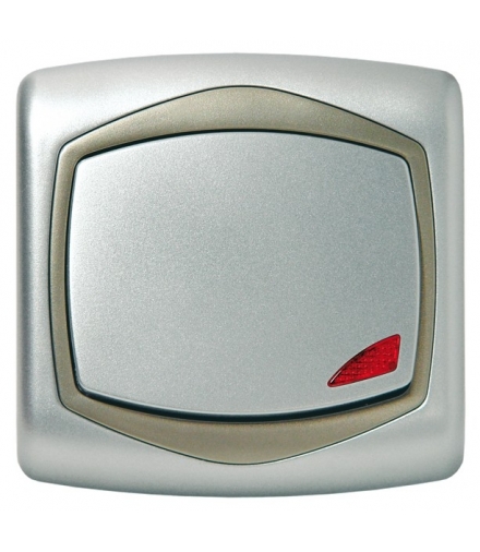 TON ŁP-4CS/18/16 Łącznik krzyżowy z podświetleniem pomarańczowym, SREBRO/SATYNA