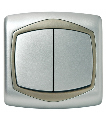 TON ŁP-9C/18/16 Łącznik schodowy + jednobiegunowy , SREBRO/SATYNA