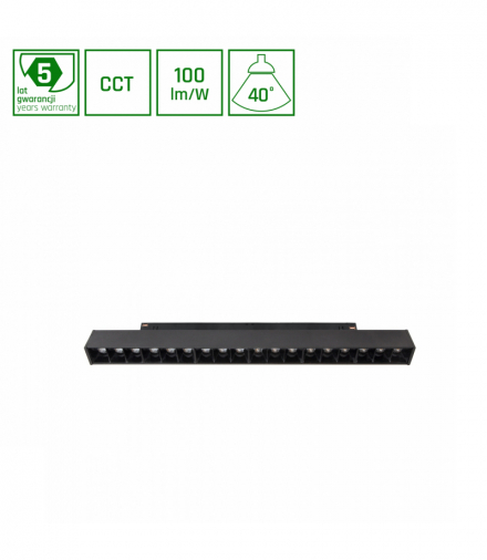 SYSTEM SHIFT SMART- GRID M oprawa liniowa 330x23x42mm 17W 40st czarny CCT/DIM 5 lat gw. Spectrum WLD+40012_SMART