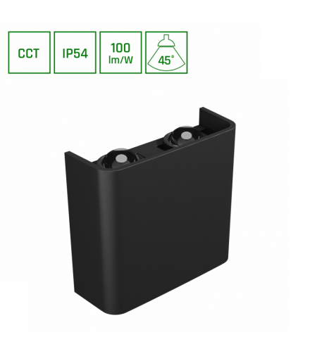 LUNARIX 2 KINKIET 4W CCT 230V IP54 RA90 110X110X40 MM CZARNY, ŚWIECI GÓRA/DÓŁ Spectrum SLIP007018