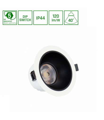 ORBITO DOWNLIGHT 6-20W NW 230V 40st IP44 Ra90 UGR19 139X85MM BIAŁY/CZAR.MAT okr. regulacja mocy 5 l Spectrum SLI043019NW_PW