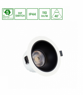 ORBITO DOWNLIGHT 6-20W WW 230V 40st IP44 Ra90 UGR19 139X85MM BIAŁY/CZAR.MAT okr. regulacja mocy 5 l Spectrum SLI043019WW_PW