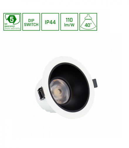 ORBITO DOWNLIGHT 6-20W WW 230V 40st IP44 Ra90 UGR19 139X85MM BIAŁY/CZAR.MAT okr. regulacja mocy 5 l Spectrum SLI043019WW_PW