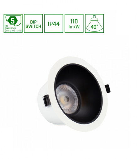 ORBITO DOWNLIGHT 14-27W WW 230V 40st IP44 Ra90 UGR19 169X95MM BIAŁY/CZAR.MAT okr. regulacja mocy 5 Spectrum SLI043020WW_PW