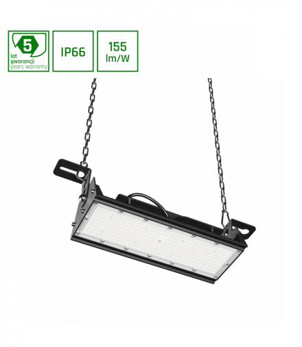 HALLS LINE 2 HIGH BAY 75W NW 230V 60X90ST IP66 IK10 547X150X130MM CZARNY 5 LAT GW. 0-10V Spectrum SLI048006NW_PW