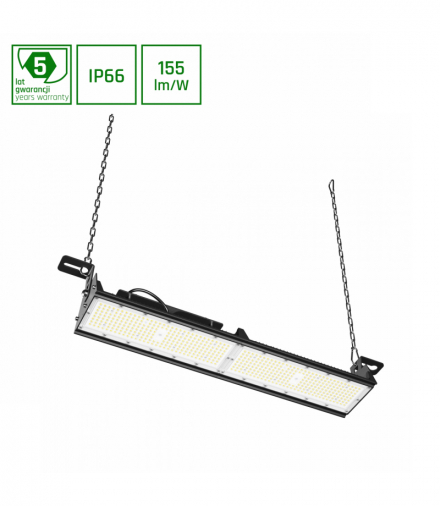HALLS LINE 2 HIGH BAY 150W NW 230V 60X90ST IP66 IK10 900X150X130MM CZARNY 5 LAT GW. 0-10V Spectrum SLI048008NW_PW