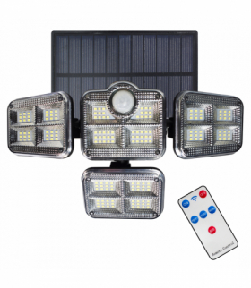 Naświetlacz Solarny Flexi Poczwórny, Zimna 6000K, 400 Lm, Eko-Light EKO9153