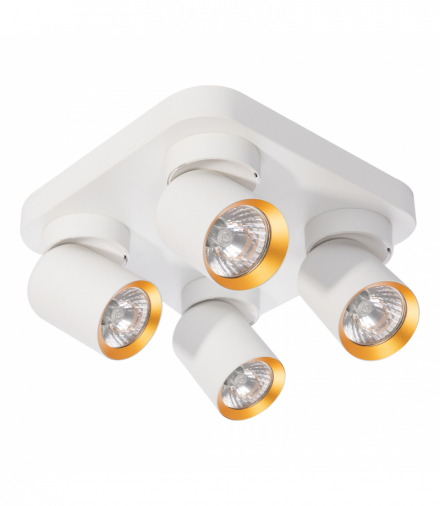 Lampa Sufitowa Andy 4xGU10 Kwadrat Biały + Złoty, Milagro ML9940