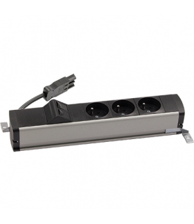 Listwa zasilająca standardowa zest 3x250V typ E + plakietka 2xRJ45 szybkozłącza aluminium czarny Simon480 48110E300K00000-40