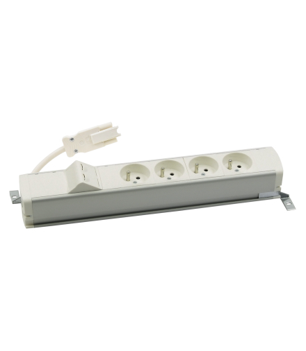 Listwa zasilająca standardowa zest 4x250V typ E + plakietka 2xRJ45 szybkozłącza aluminium biały Simon480 48110E400K00000-30