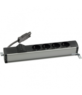 Listwa zasilająca standardowa zest 4x250V typ E + plakietka 2xRJ45 szybkozłącza aluminium czarny Simon480 48110E400K00000-40