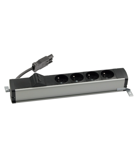 Listwa zasilająca standardowa zest 4x250V typ E + plakietka 2xRJ45 szybkozłącza aluminium czarny Simon480 48110E400K00000-40